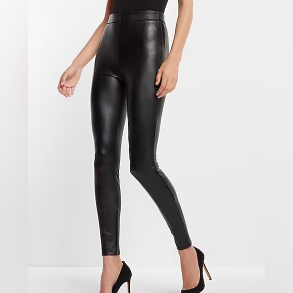 EXPRESS |Super High Waisted Faux Leather Leggings | Size Small - Picture 1 of 14